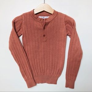 Coco Blanc Ribbed Button Salmon Sweater, 4